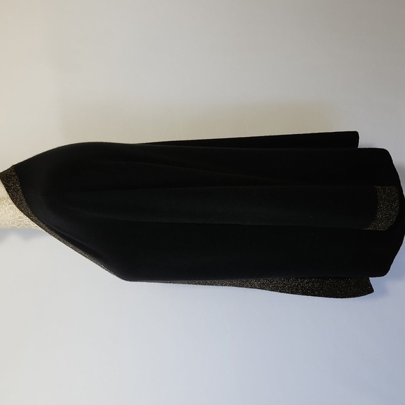 Eileen Fisher Black Merino Wool Metallic Trim Open Front Cardigan Size XS/TP - Picture 9 of 14